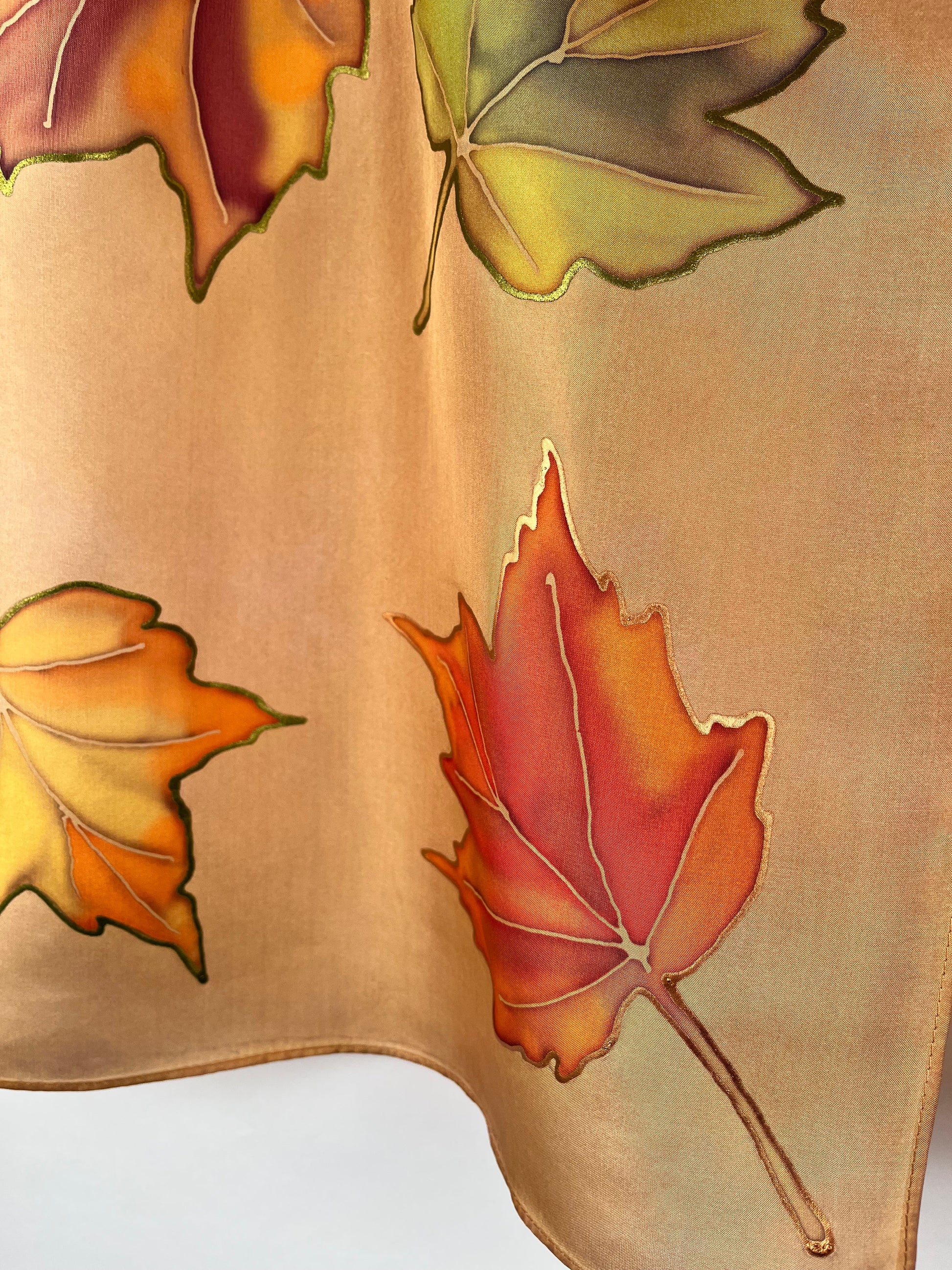 “Mountain Maples" - Hand-dyed Silk Scarf - $130 Silk Scarves Fox Run Studios