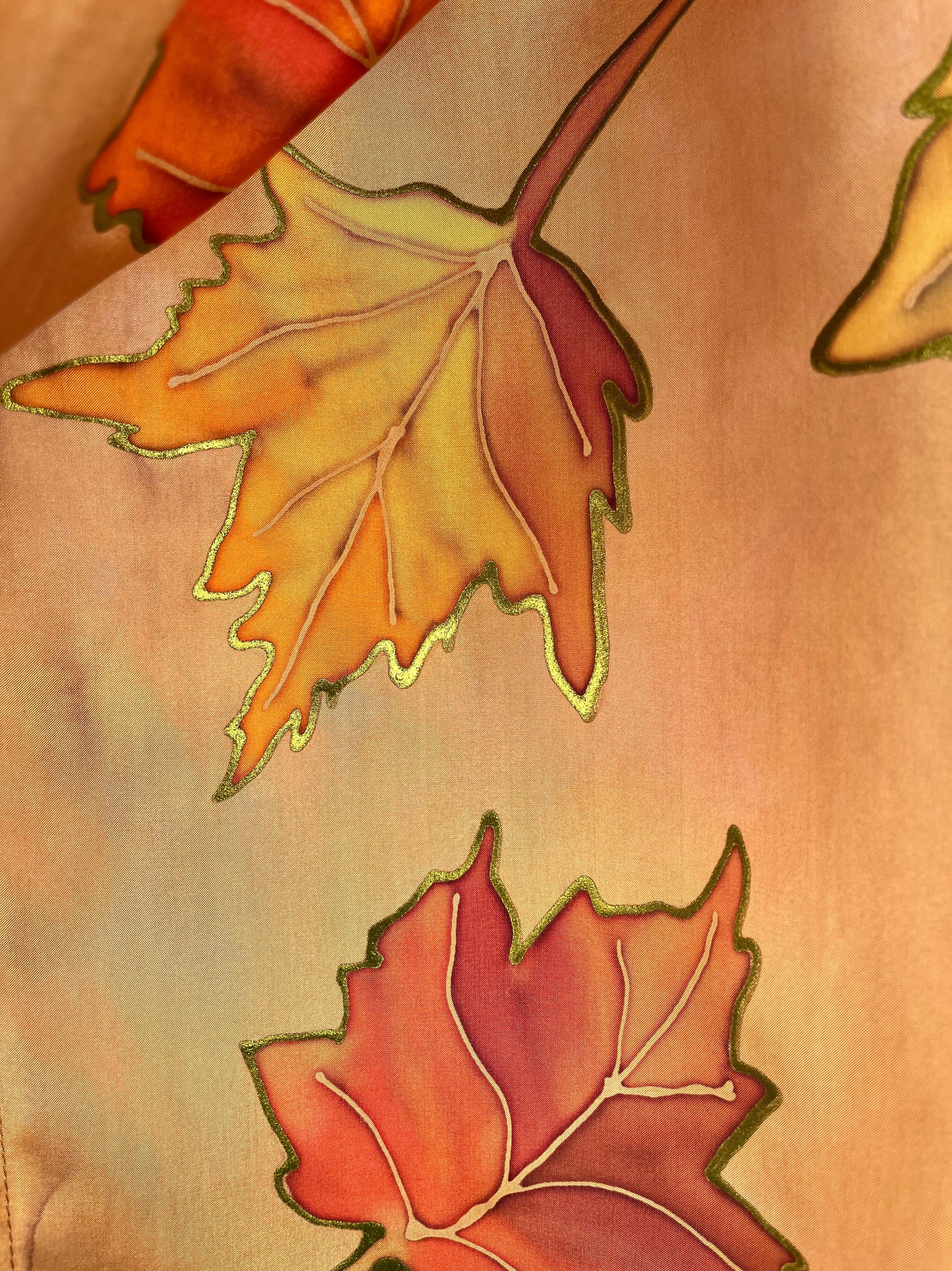 “Mountain Maples" - Hand-dyed Silk Scarf - $130 Silk Scarves Fox Run Studios