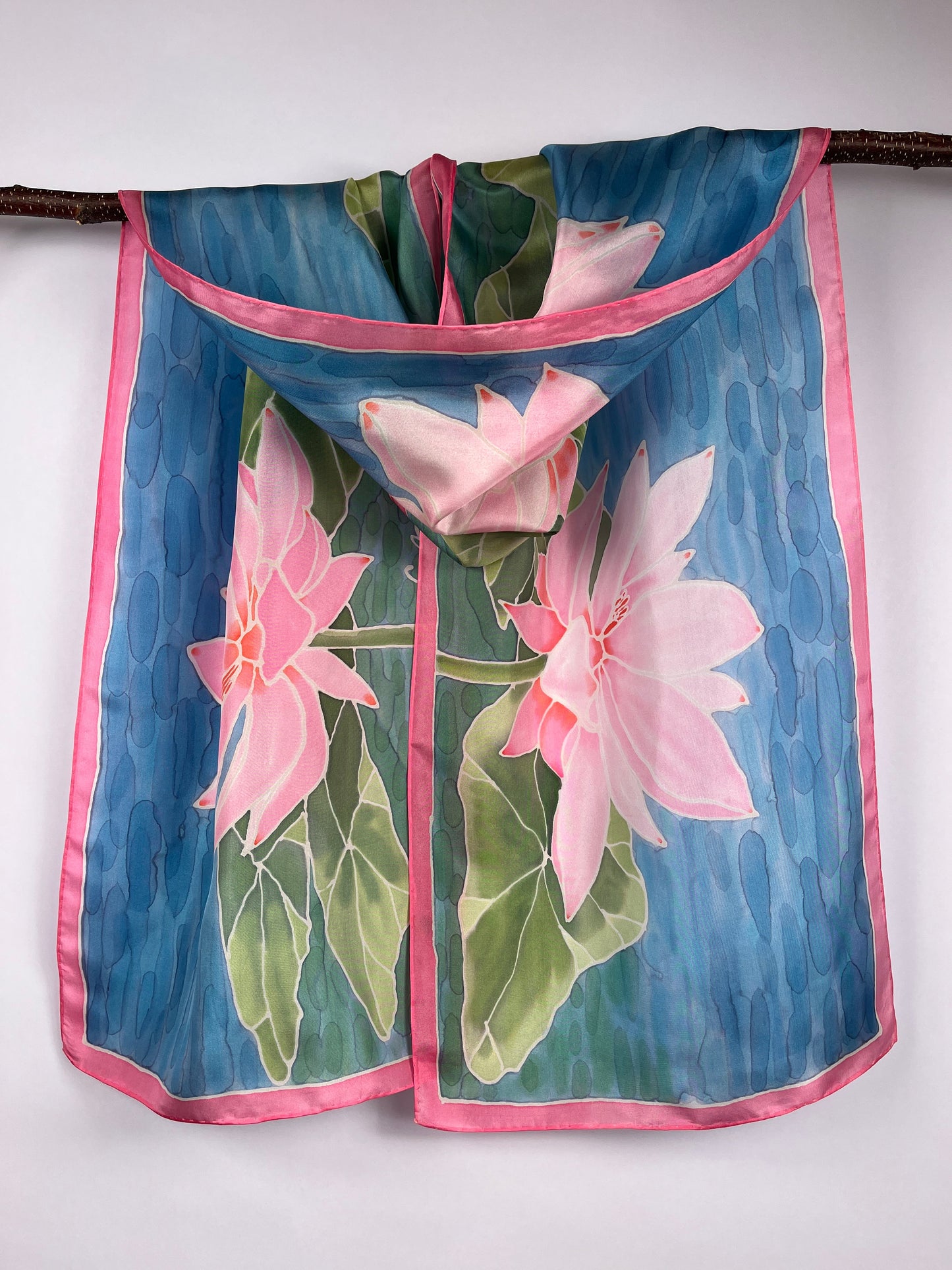 “Water Lily Triad”- Scarf - $150 Silk Scarf Fox Run Studios