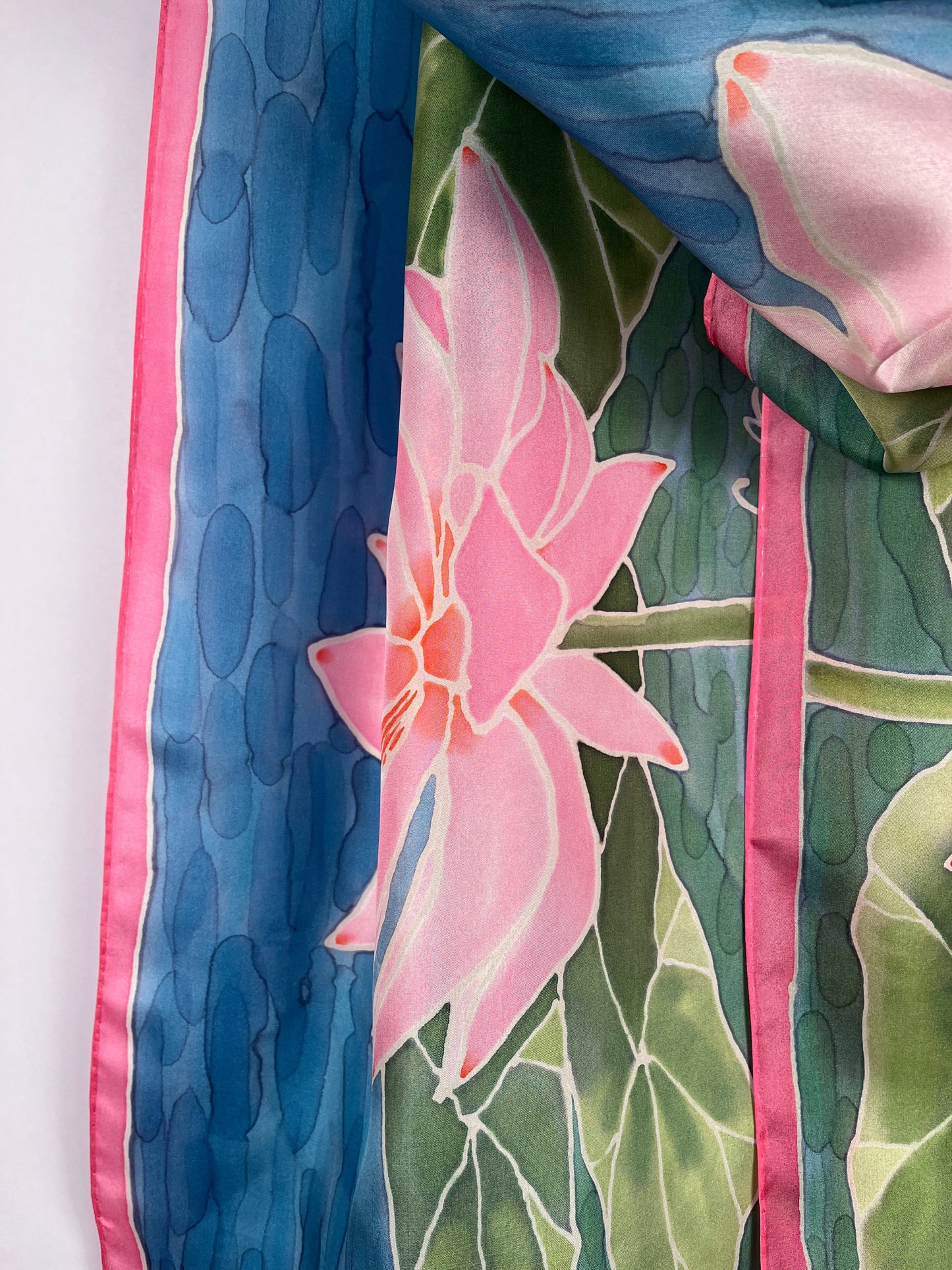 “Water Lily Triad”- Scarf - $150 Silk Scarf Fox Run Studios