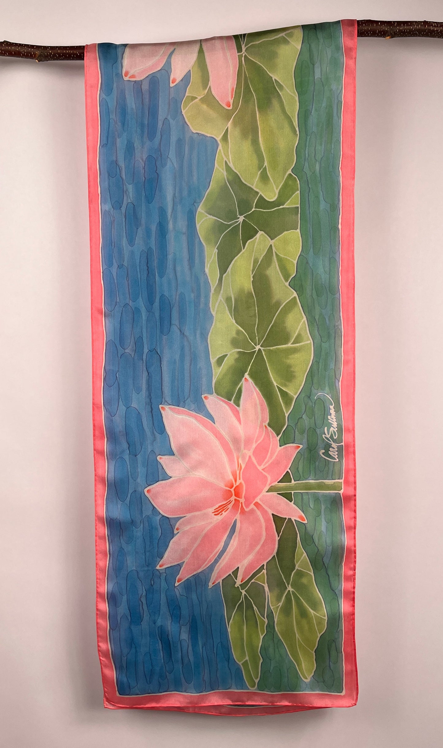 “Water Lily Triad”- Scarf - $150 Silk Scarf Fox Run Studios