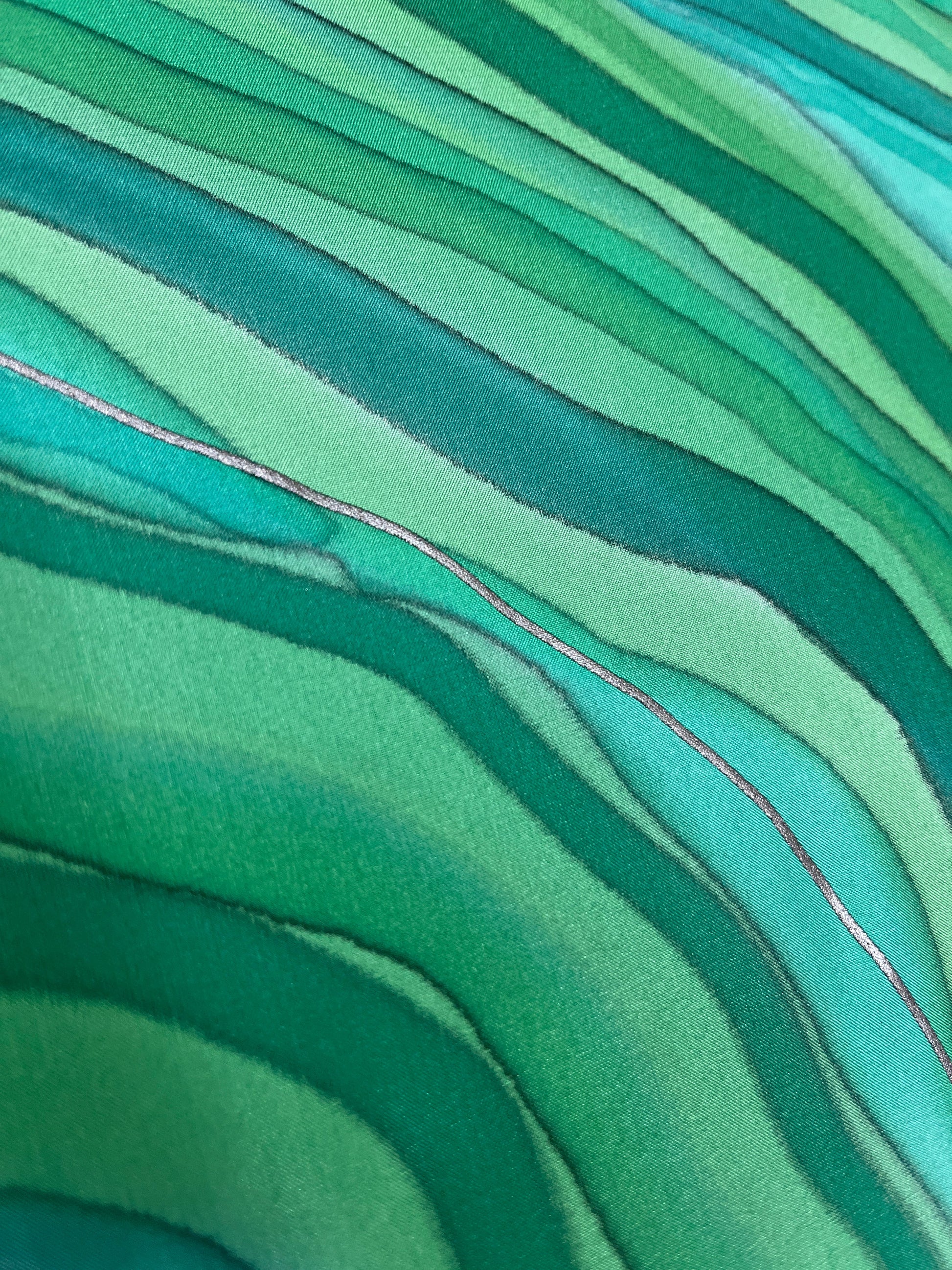 “Magnificent Malachite" - Hand-dyed Silk Scarf - $125 Silk Scarf Fox Run Studios