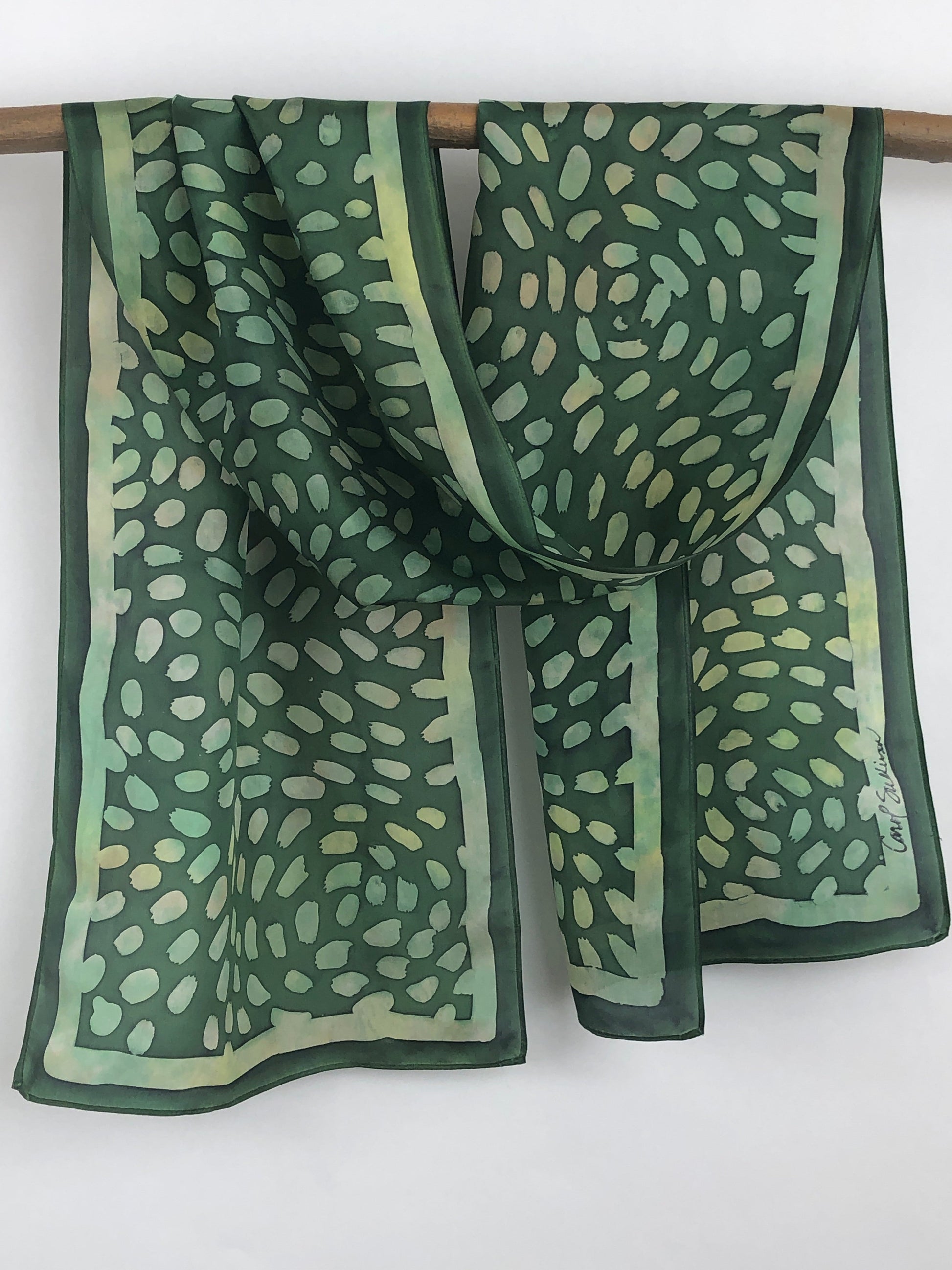 "Woodland Maze" - Hand-dyed Silk Scarf - $125 Silk Scarf Fox Run Studios