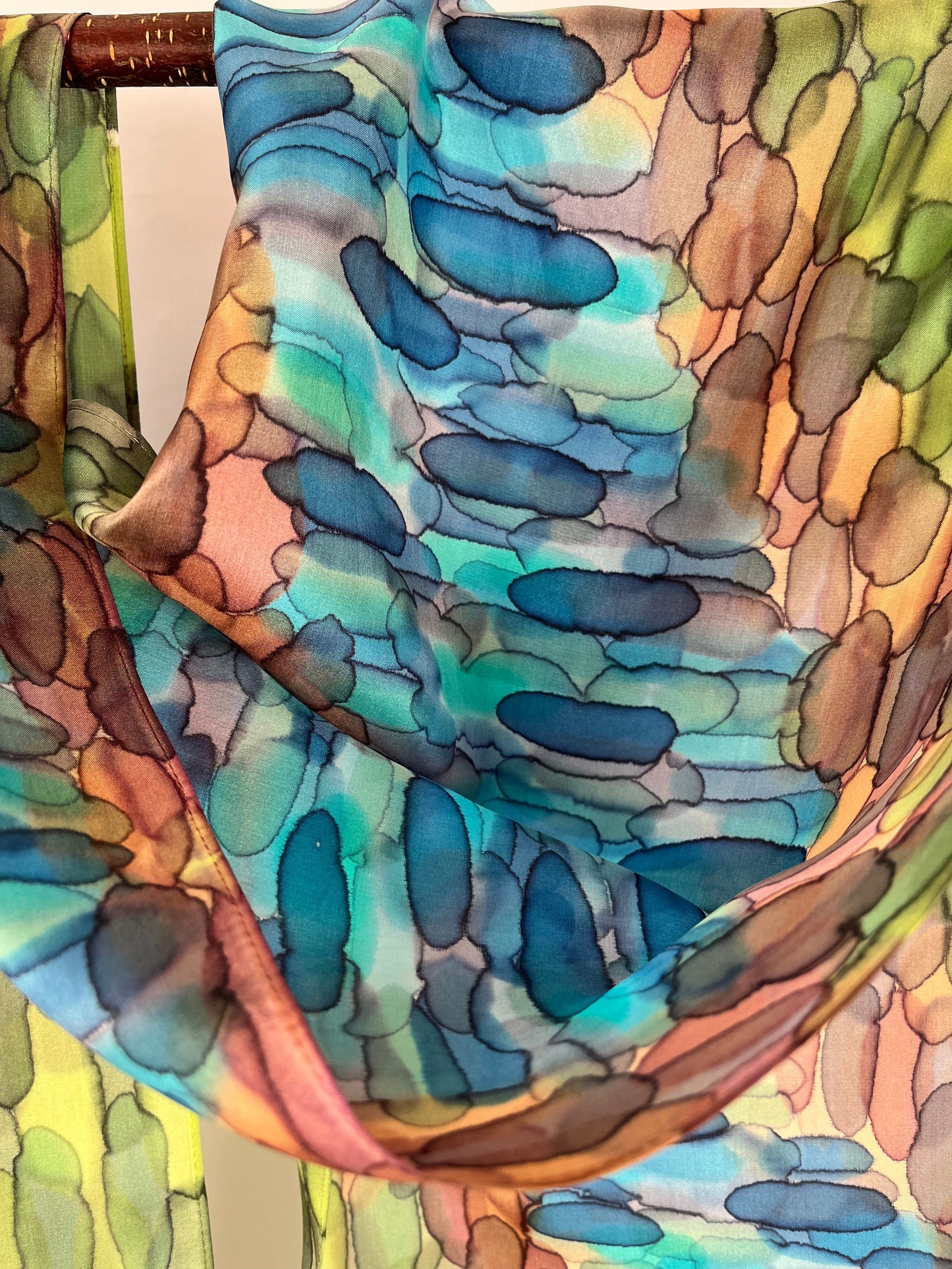 “A River Runs Through It” - Hand-dyed Silk Scarf - $130 Silk Scarf Fox Run Studios