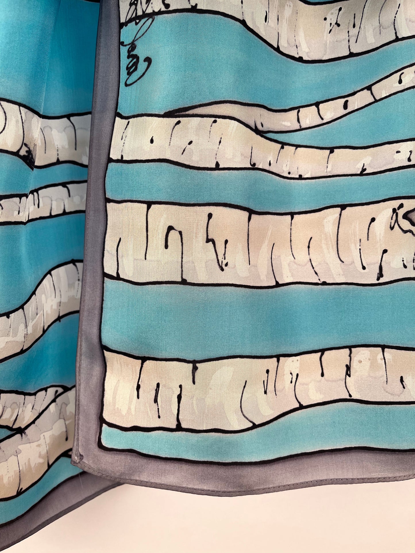 "Winter Birches" - Hand-dyed Silk Scarf - $135 Silk Scarf Fox Run Studios