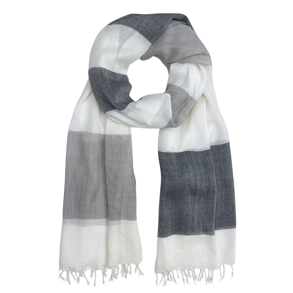 Bold Stripe Milk Yarn Scarf Scarves SLATE + SALT