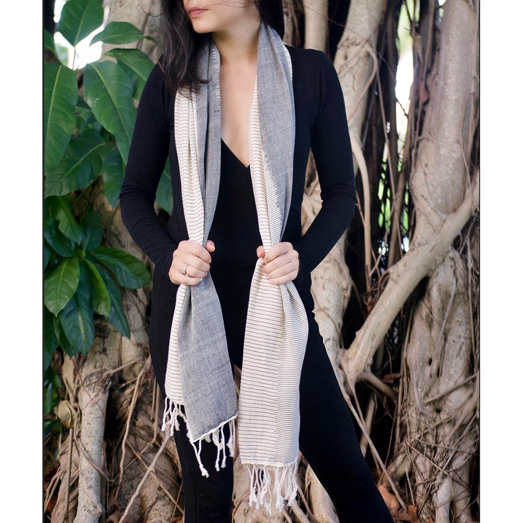 Striped Organic Cotton Scarf Scarves SLATE + SALT