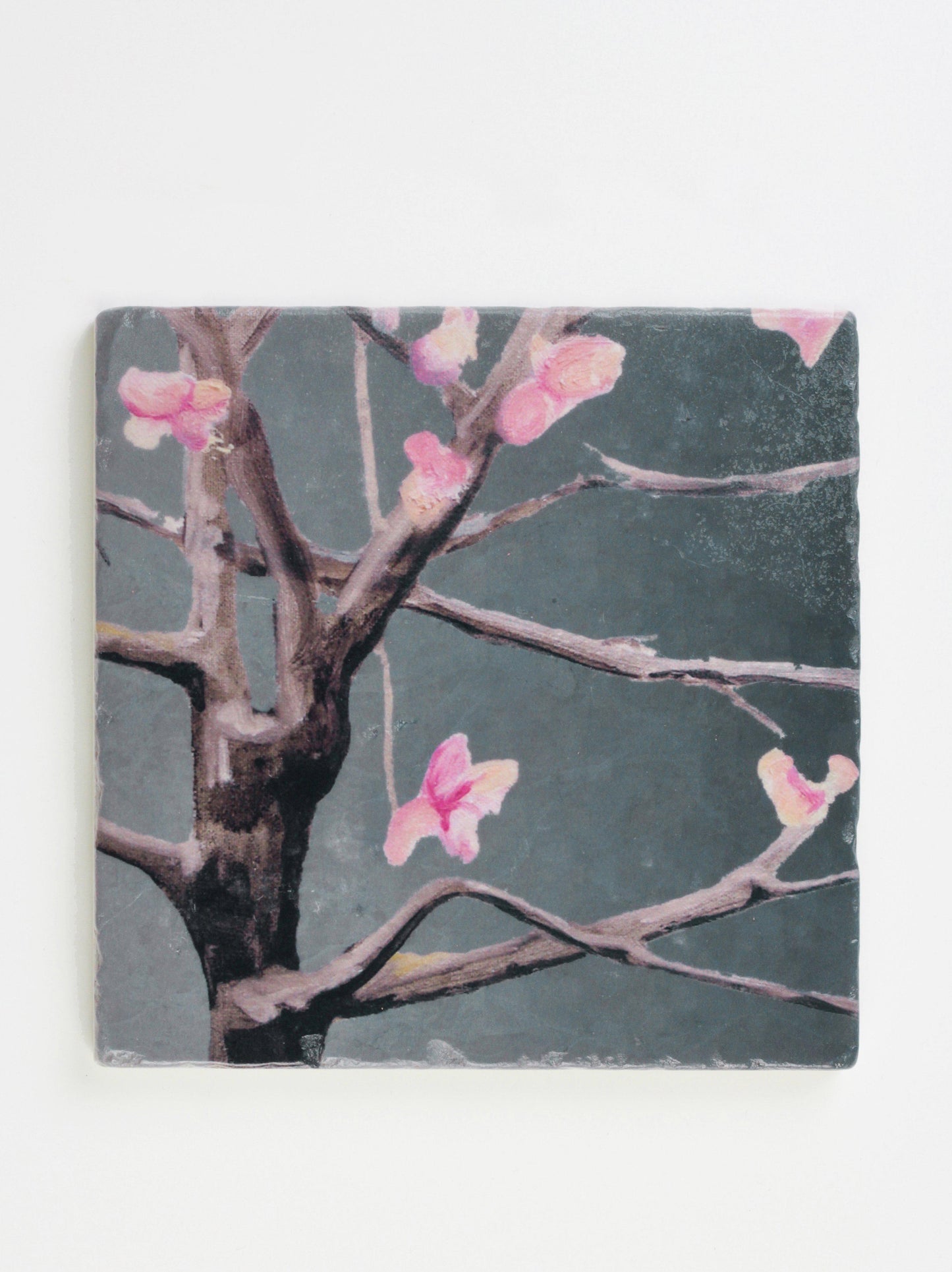 Trivet: Tree with Pink Flowers on Dark Grey Trivet India & Purry by Jessica Hollander